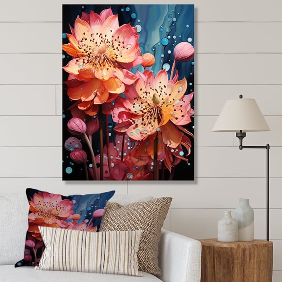 Designart "Neon Fusion Of Pink Orchids I" Orchids Wall Decor