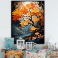 thumbnail image 1 of Designart "Neon Glow Maple I" Tree Maple Floater Framed Wall Art Living Room, 1 of 5