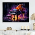 thumbnail image 1 of Designart "Neon Nocturne On The Purple Piano" Music Floater Framed Canvas Wall Art, 1 of 5