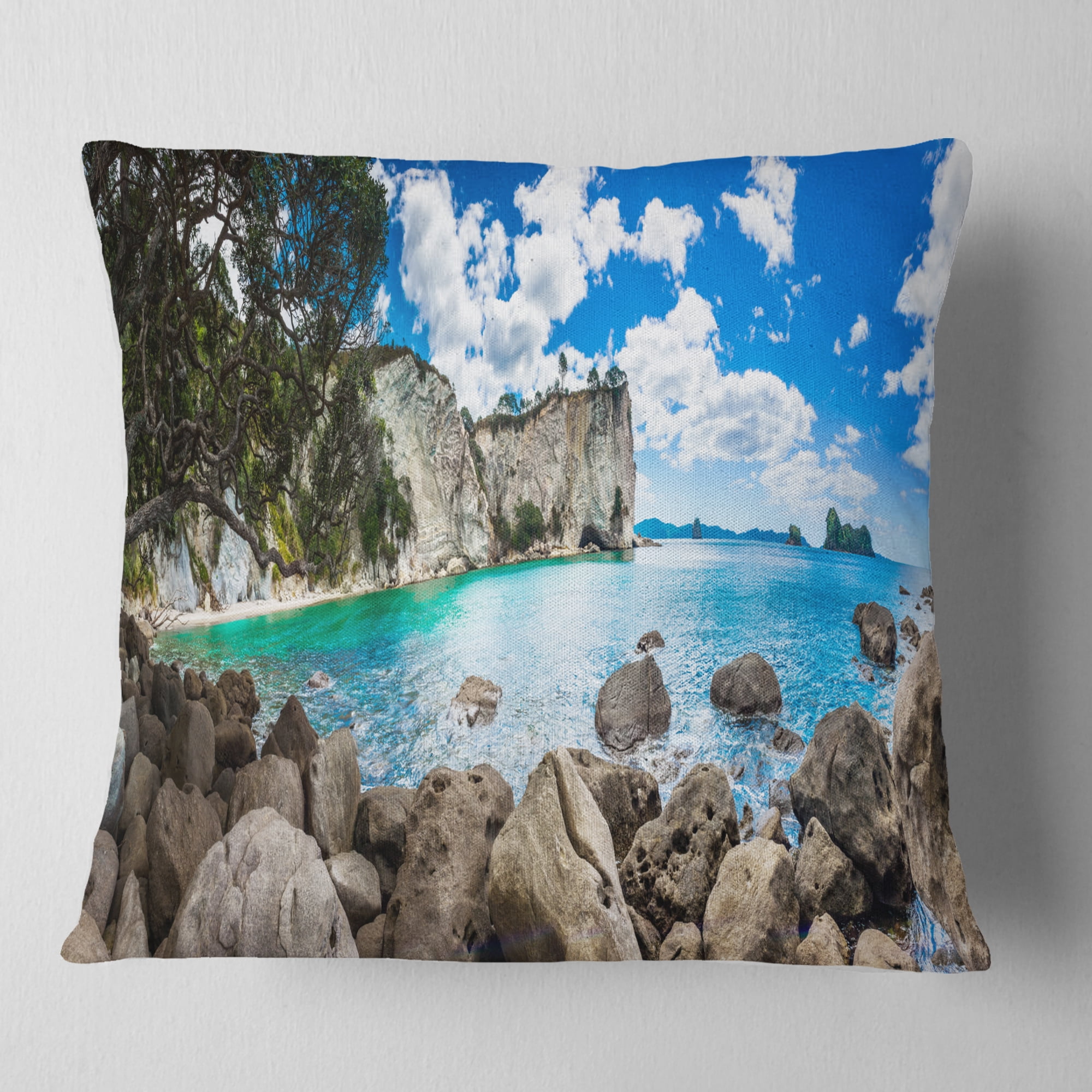 Designart Nestor Notabilis Kea Panorama - Seashore Throw Pillow - 16x16