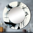 thumbnail image 1 of Designart "Neutral Abstract Expression XII" Modern Geometric Rund Mirror For Wall Decor - Large Black Round Printed Mirror - Modern Round Mirror 29" x 29" Inch, 1 of 5