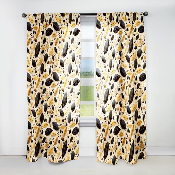 Designart "Neutral Botanical Blend II" Botanical Room Darkening Curtain Single Panel