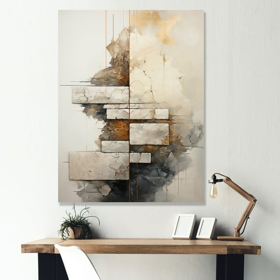Designart "Neutral Tone Stone Canvas I" Spiritual Stone Canvas Wall Art