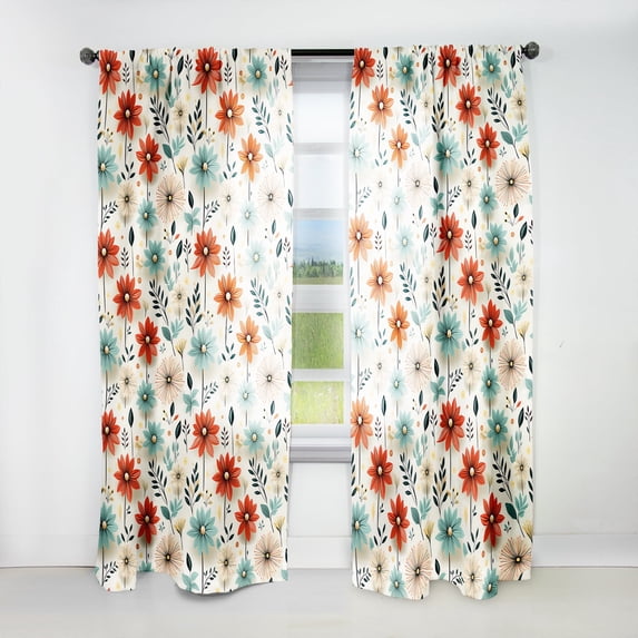 Designart "Neutral Tones Seaside Harmony II" Floral Room Darkening Single Curtain Panel