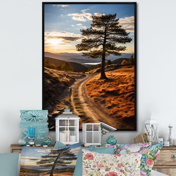 Designart "New Hampshire Country beauty Landscape I" Floral Floater Framed Wall Decor