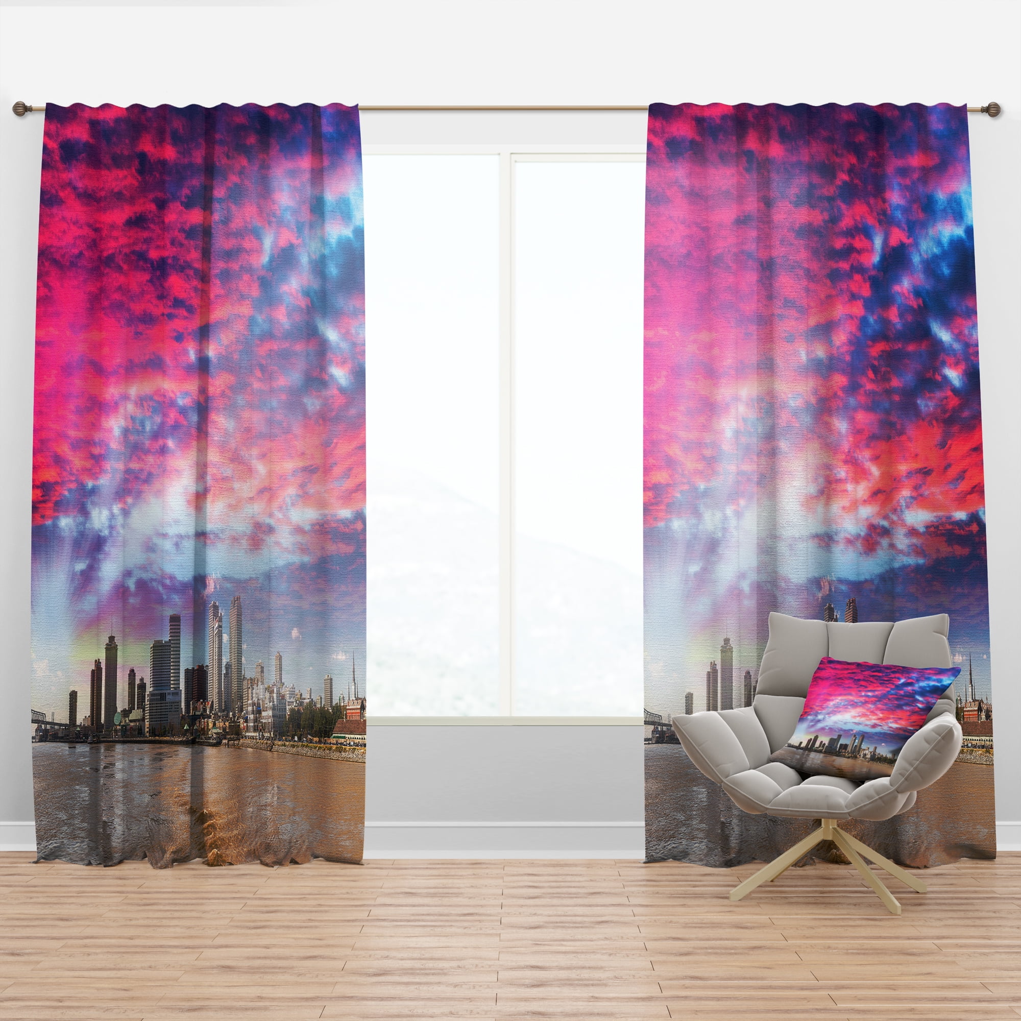 Designart 'New Orleans Building and Skyscrapers' Modern Cityscape Curtain Panel