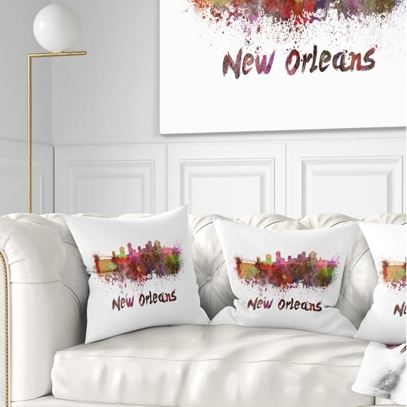 Designart New Orleans Skyline - Cityscape Throw Pillow - 16x16