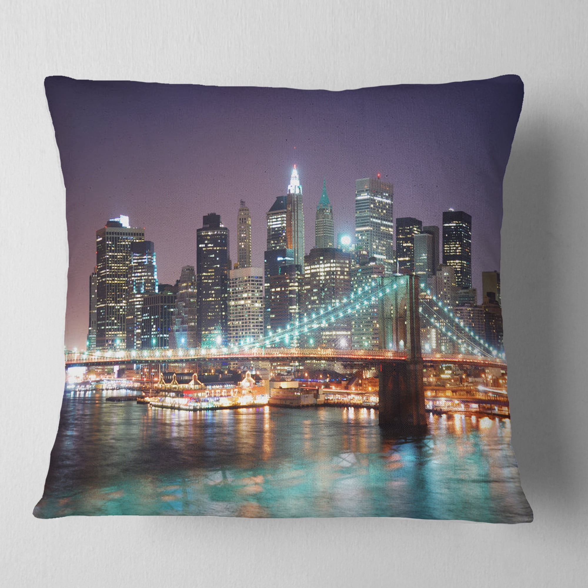 Designart New York City Manhattan Skyscrapers - Cityscape Throw Pillow - 18x18