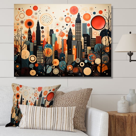 Designart "New York City Midcentury composition IV" City New York Canvas Art Print