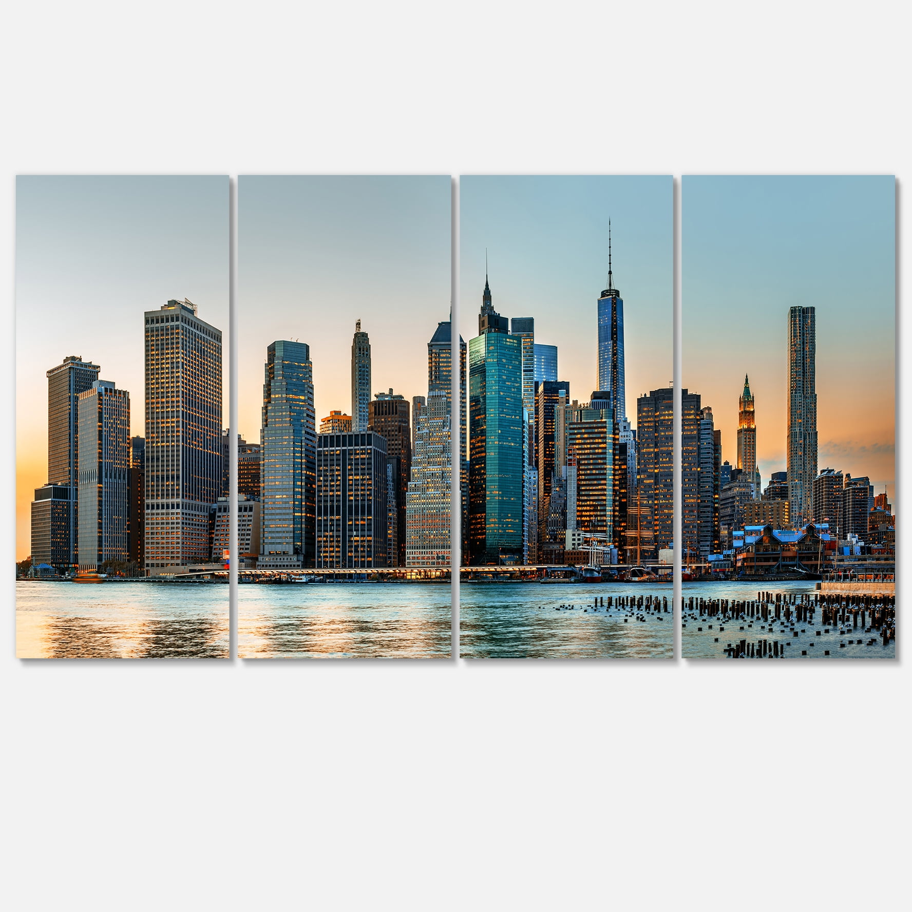 Designart 'New York City Skyline ' Photography Canvas Art Print