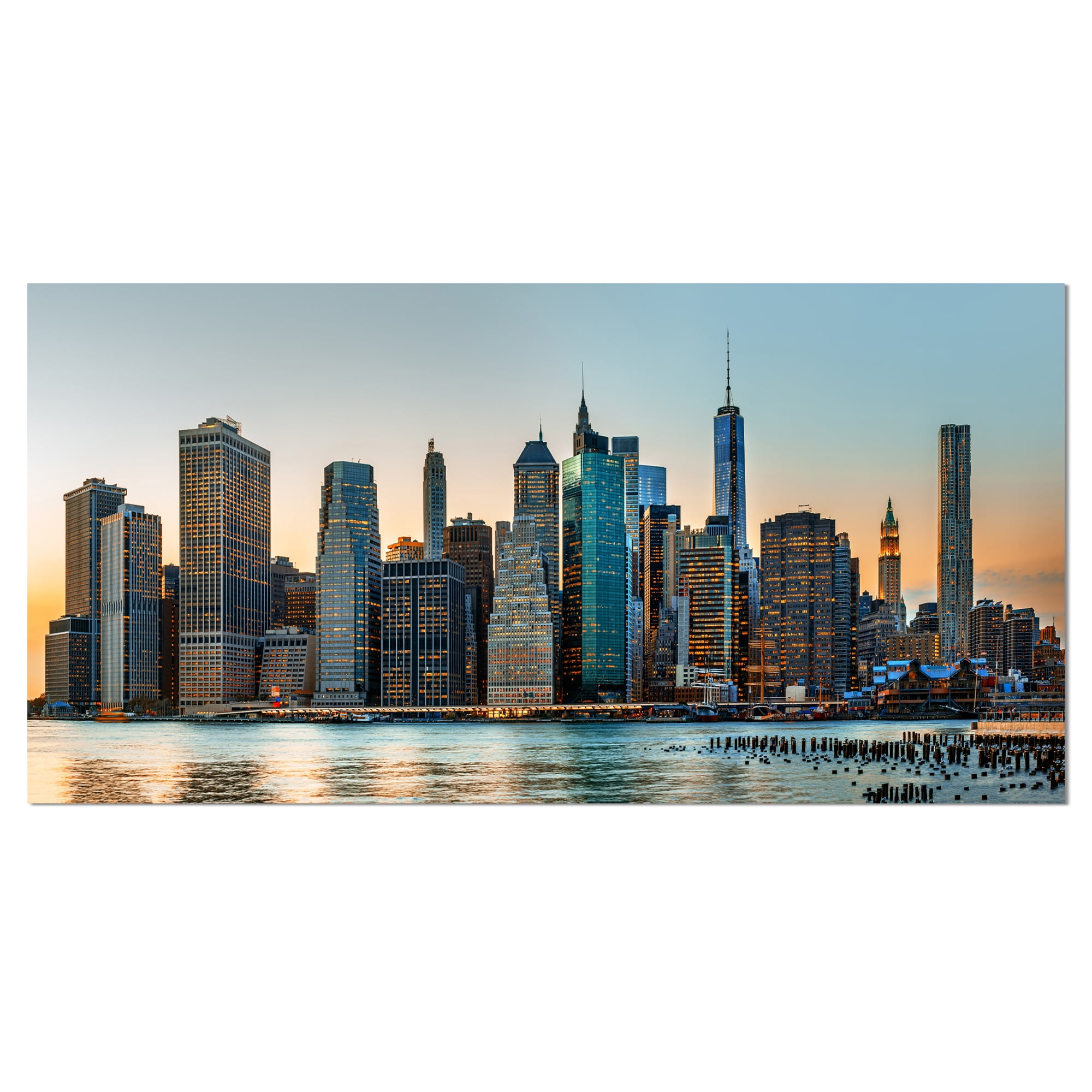 Designart 'New York City Skyline ' Photography Canvas Art Print