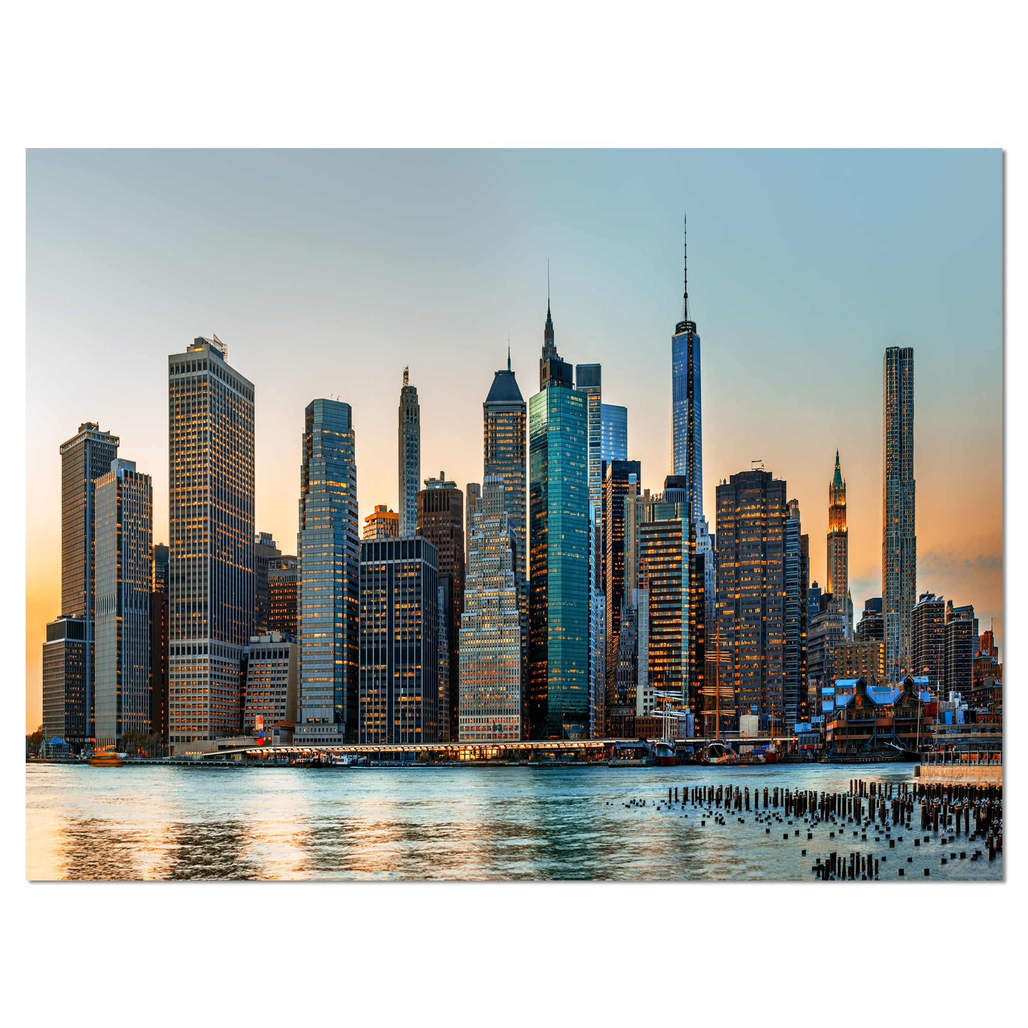 Designart 'New York City Skyline ' Photography Canvas Art Print