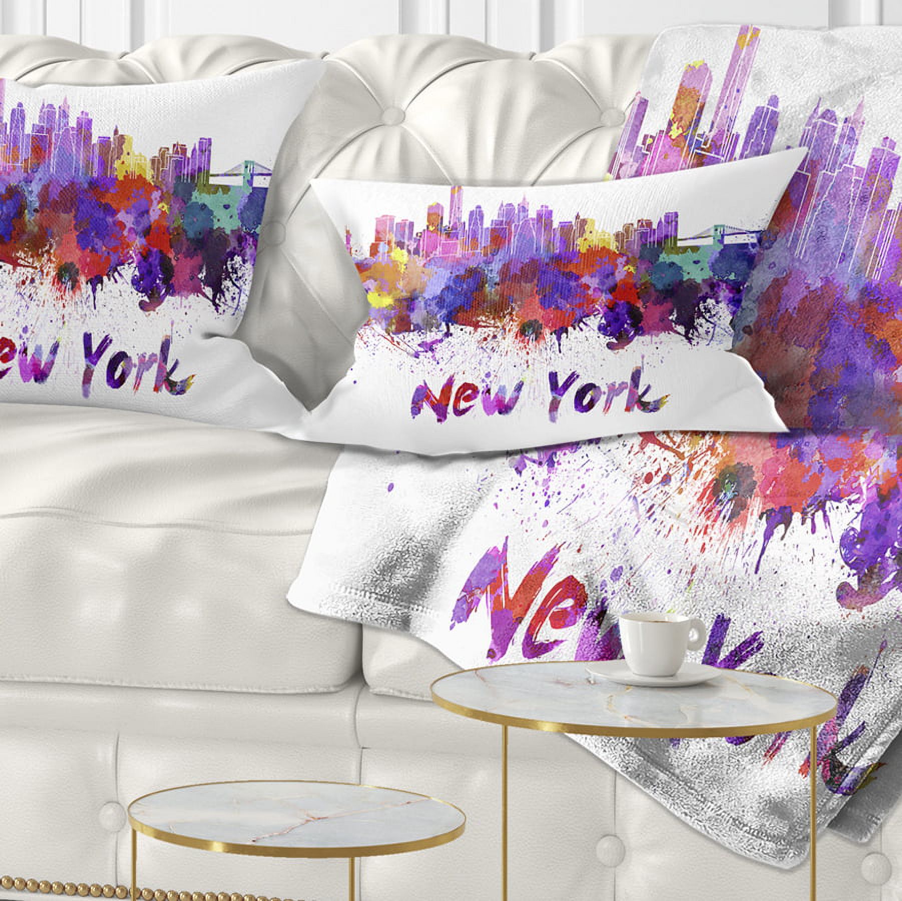 Designart New York Skyline - Cityscape Throw Pillow - 12x20