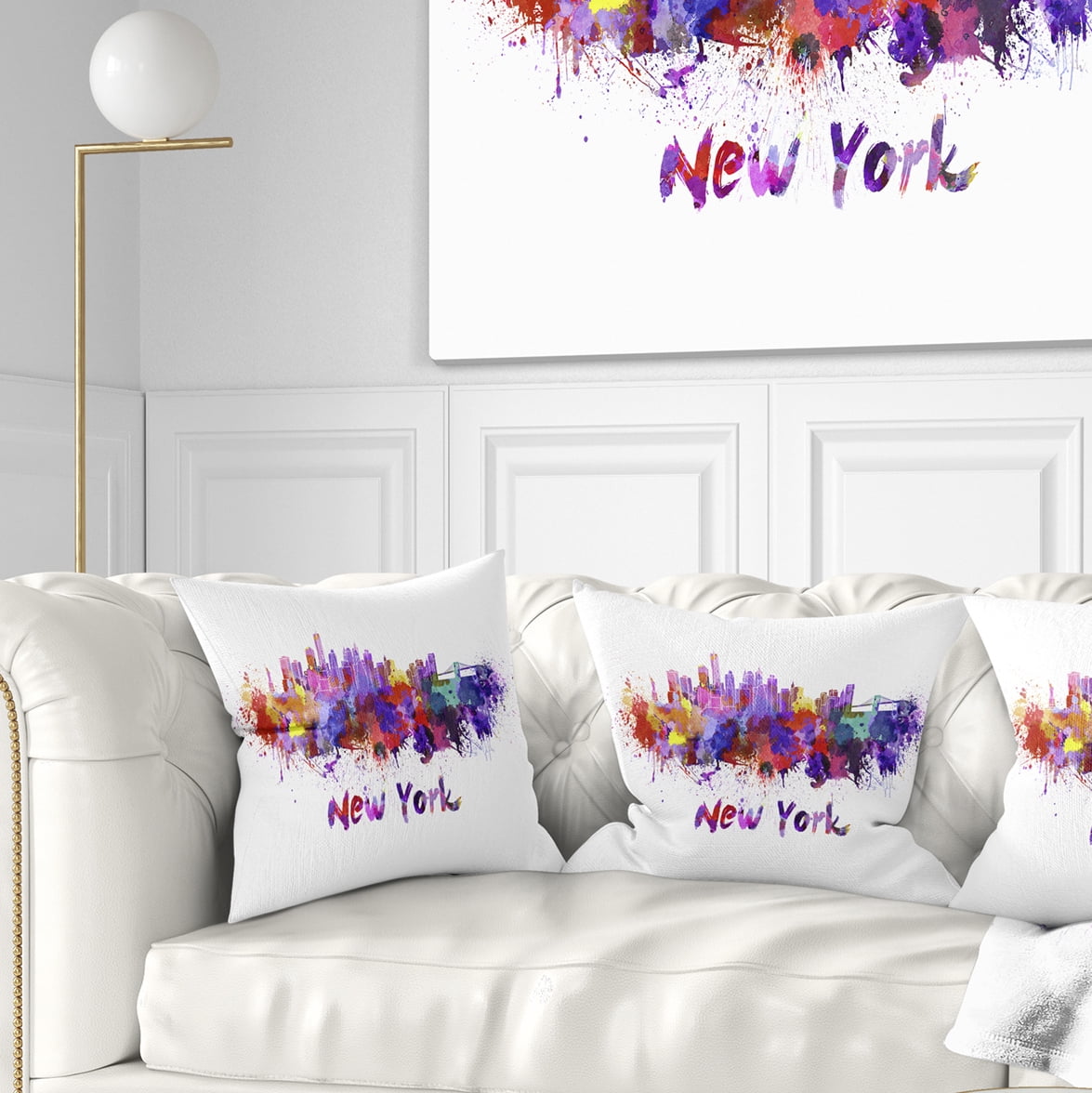 Designart New York Skyline - Cityscape Throw Pillow - 18x18