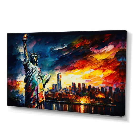 Designart New York Views At Sunset I Canvas Wall Art