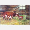 thumbnail image 1 of Designart ' Newborn Twin Calves With Cow At The Farm ' Farmhouse Canvas Wall Art Print, 1 of 3