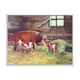 thumbnail image 1 of Designart 'Newborn Twin Calves With Cow At The Farm' Farmhouse Framed Canvas Wall Art Print, 1 of 5