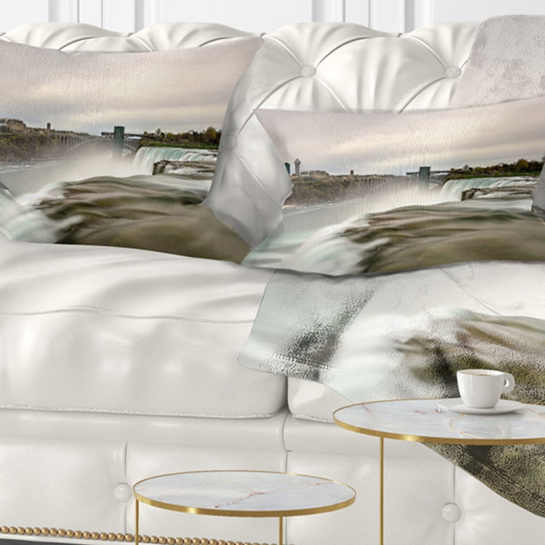 Designart Niagara Falls Goat Island View - Oversized Beach Throw Pillow - 12x20