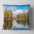 thumbnail image 1 of Designart Nice Autumn Trees With Forest Lake - Landscape Printed Throw Pillow - 16x16, 1 of 4