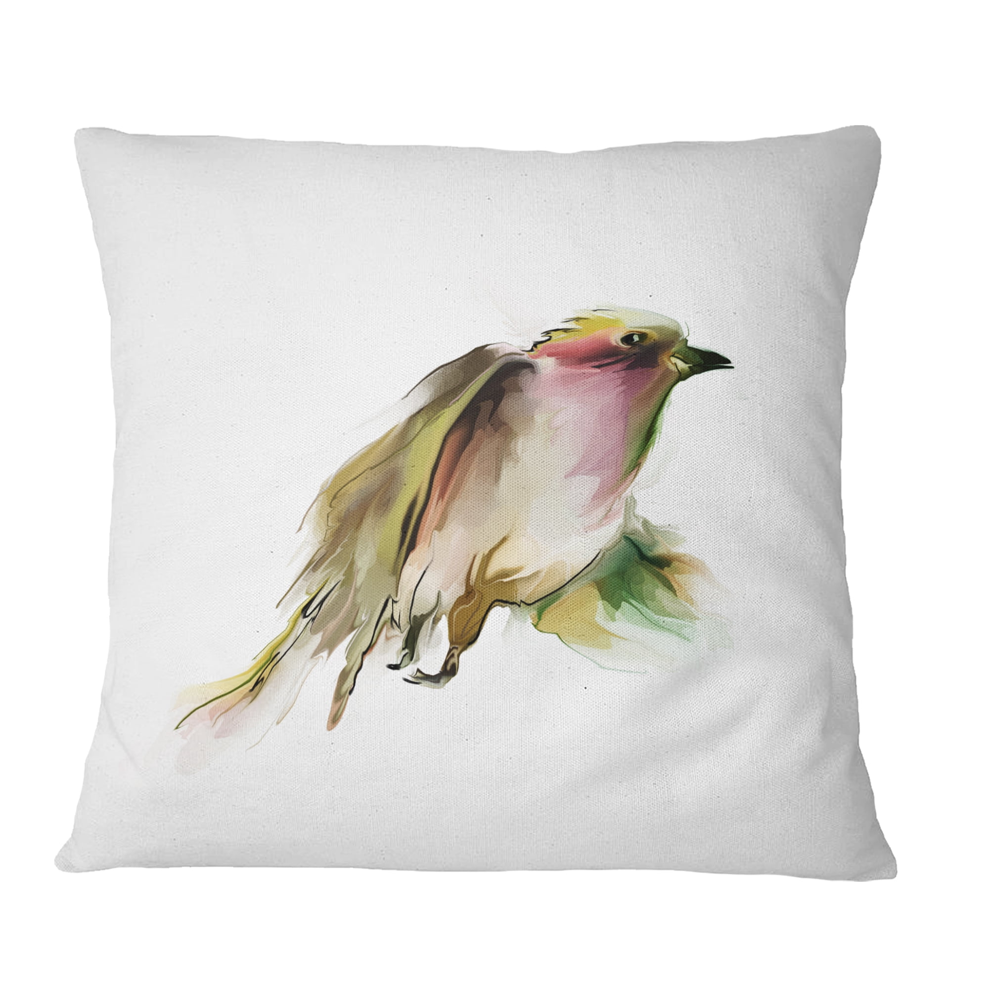 Designart Nice Flight of Wild Bird on White - Animal Throw Pillow - 18x18