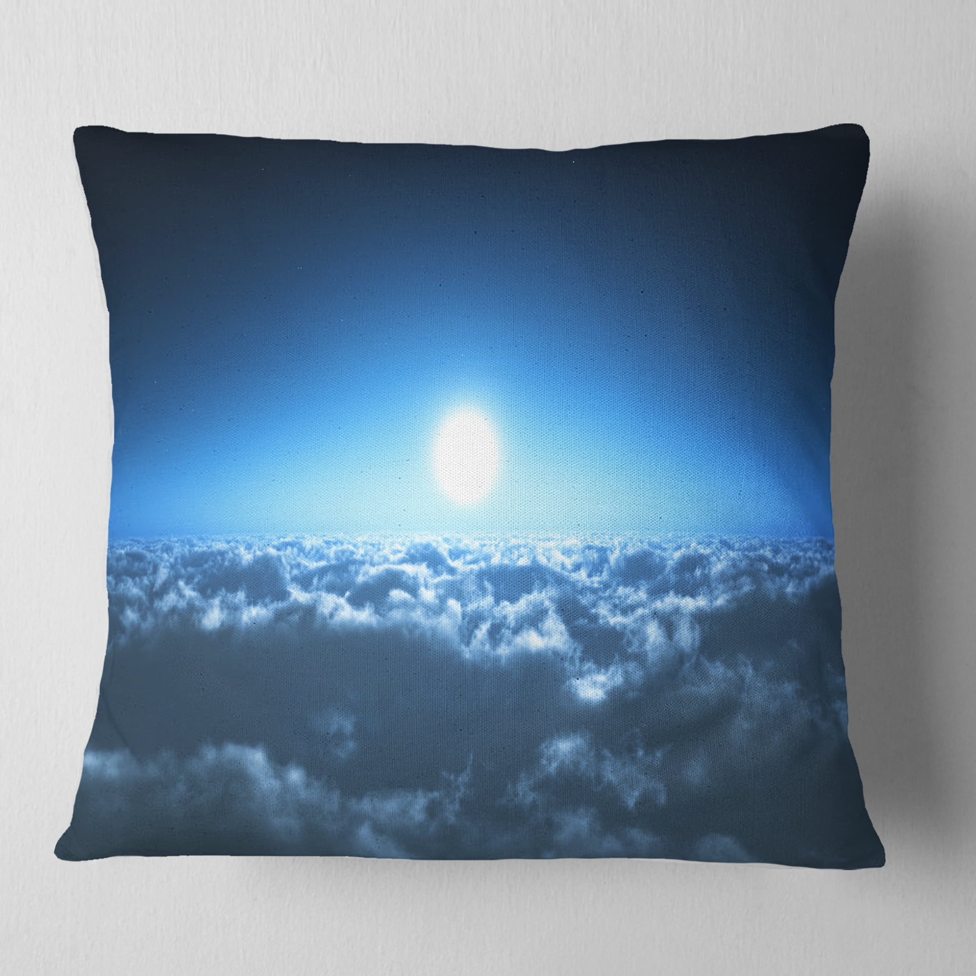 Designart Night Flight above Clouds - Landscape Printed Throw Pillow - 18x18