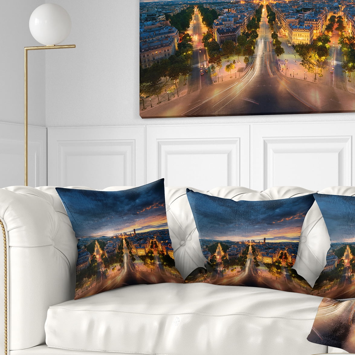 Designart Night Paris Amazing View - Skyline Photography Throw Pillow - 16x16
