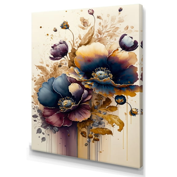 Designart Night Shade Poppy Floral Design II Canvas Wall Art