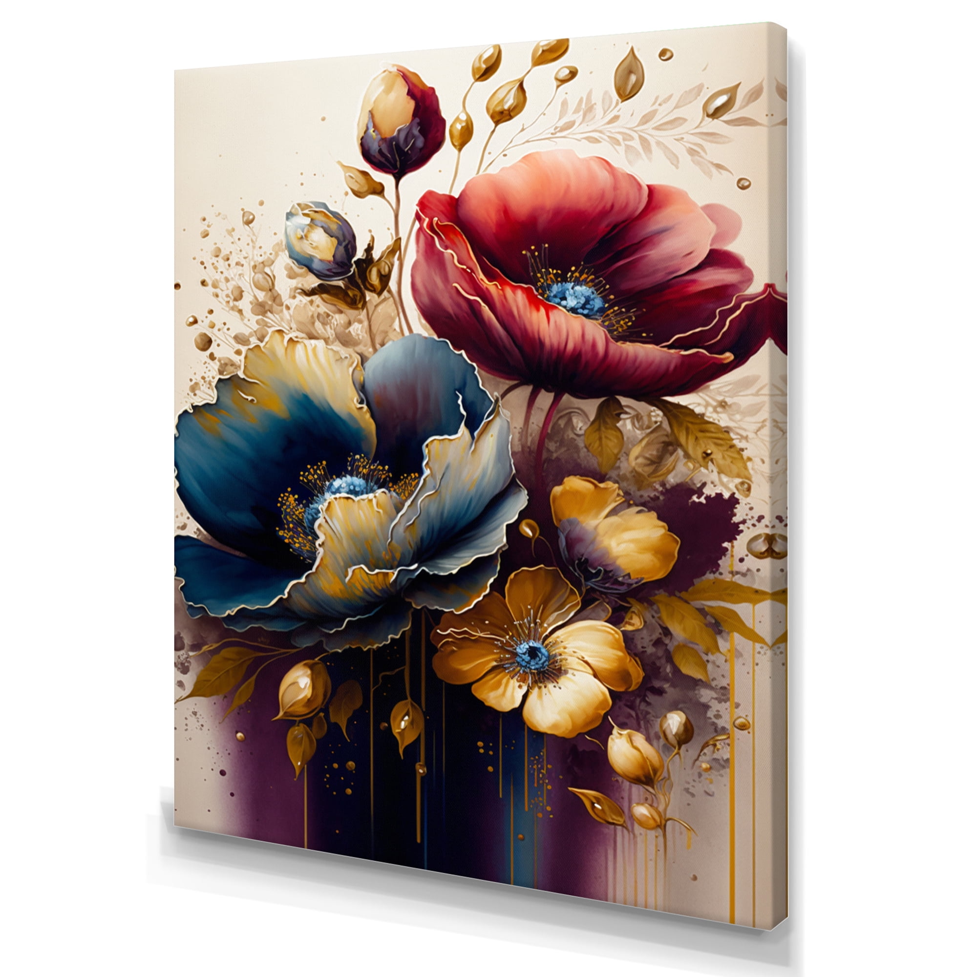 Designart Night Shade Poppy Floral Design III Canvas Wall Art
