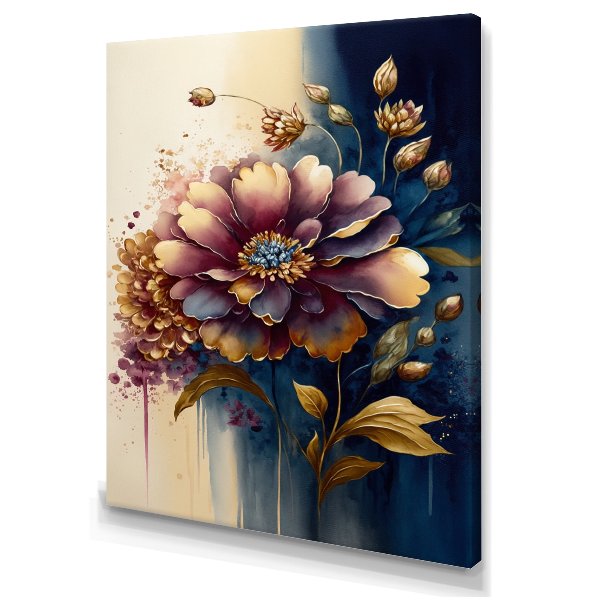 Designart Night Shade Zinnia Floral Design III Canvas Wall Art