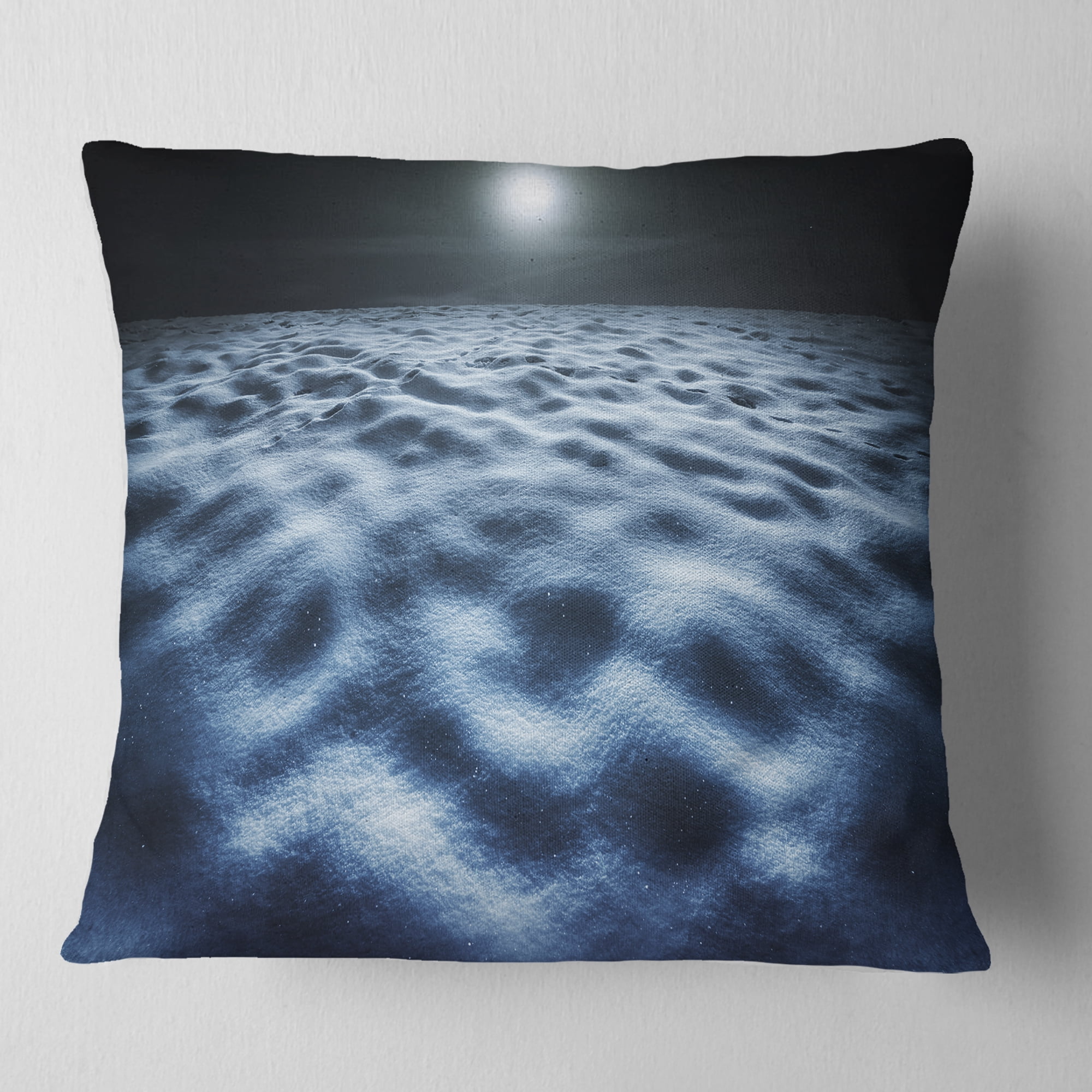 Designart Night With Fool Moon in Sky - Landscape Printed Throw Pillow - 16x16