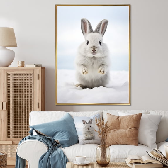 Designart "Nimble Rabbit by Hopper II" Animals Floater Framed Wall Art Living Room