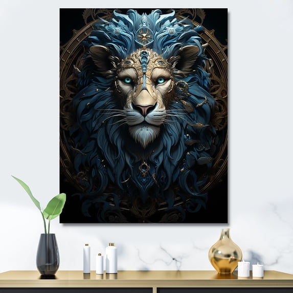 Designart "Nocturnal Lion Watchers II" Animals Lion Canvas Art Print