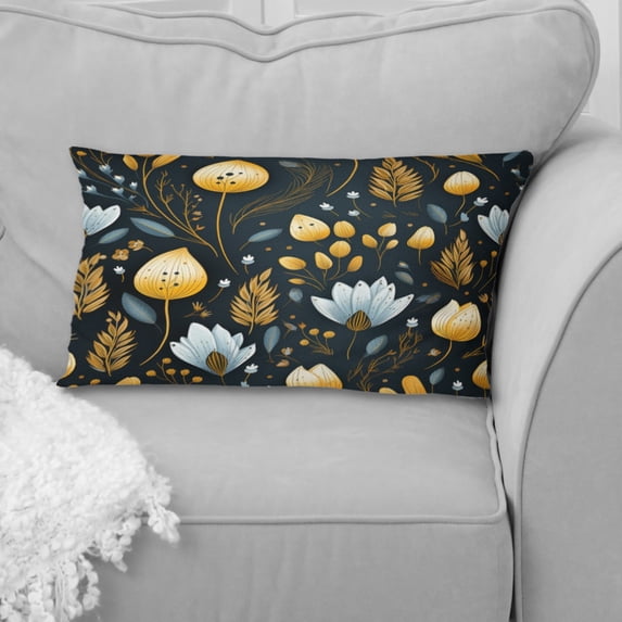 Designart "Noir Vintage Blossoms" Floral Printed Throw Pillow