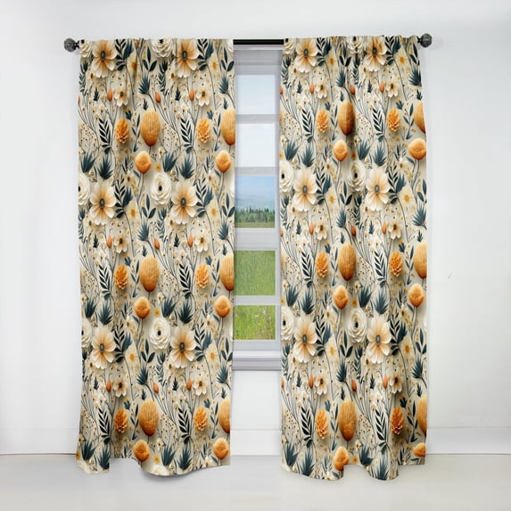 Designart "Nomadic Botanical Fantasy I" Boho Blackout Room Darkening Single Curtain Panel