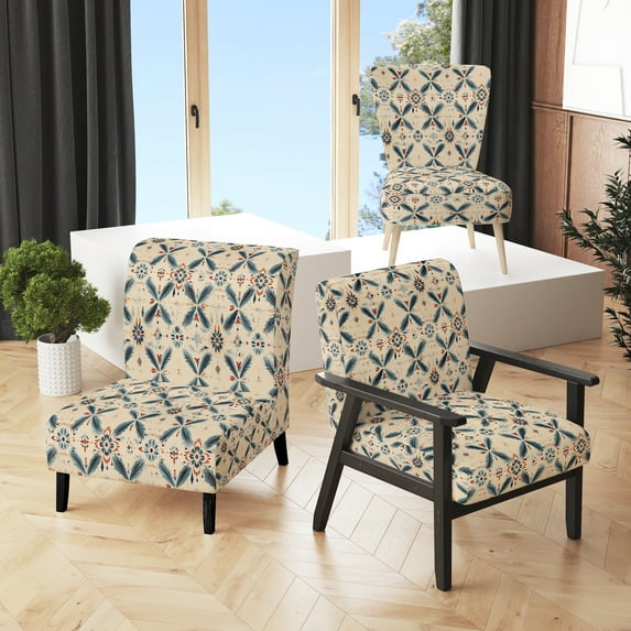 Designart "Nomadic Harmony Boho Pattern" Upholstered Geometric Accent Chair and Modern & Contemporary Arm Chair - Multiple Color & Pattern