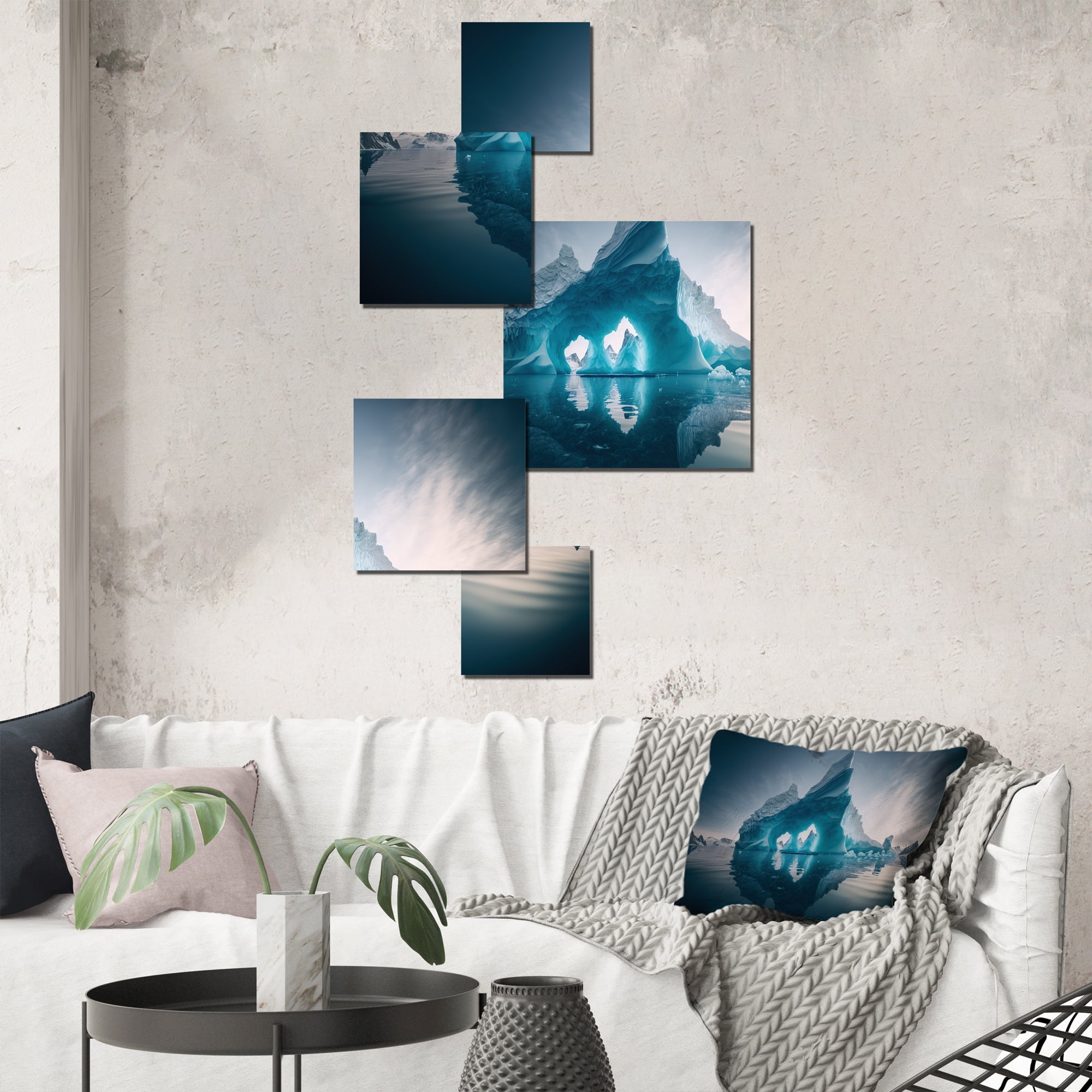 North Atlantic Blue and White Iceberg Metal Wall Art Set