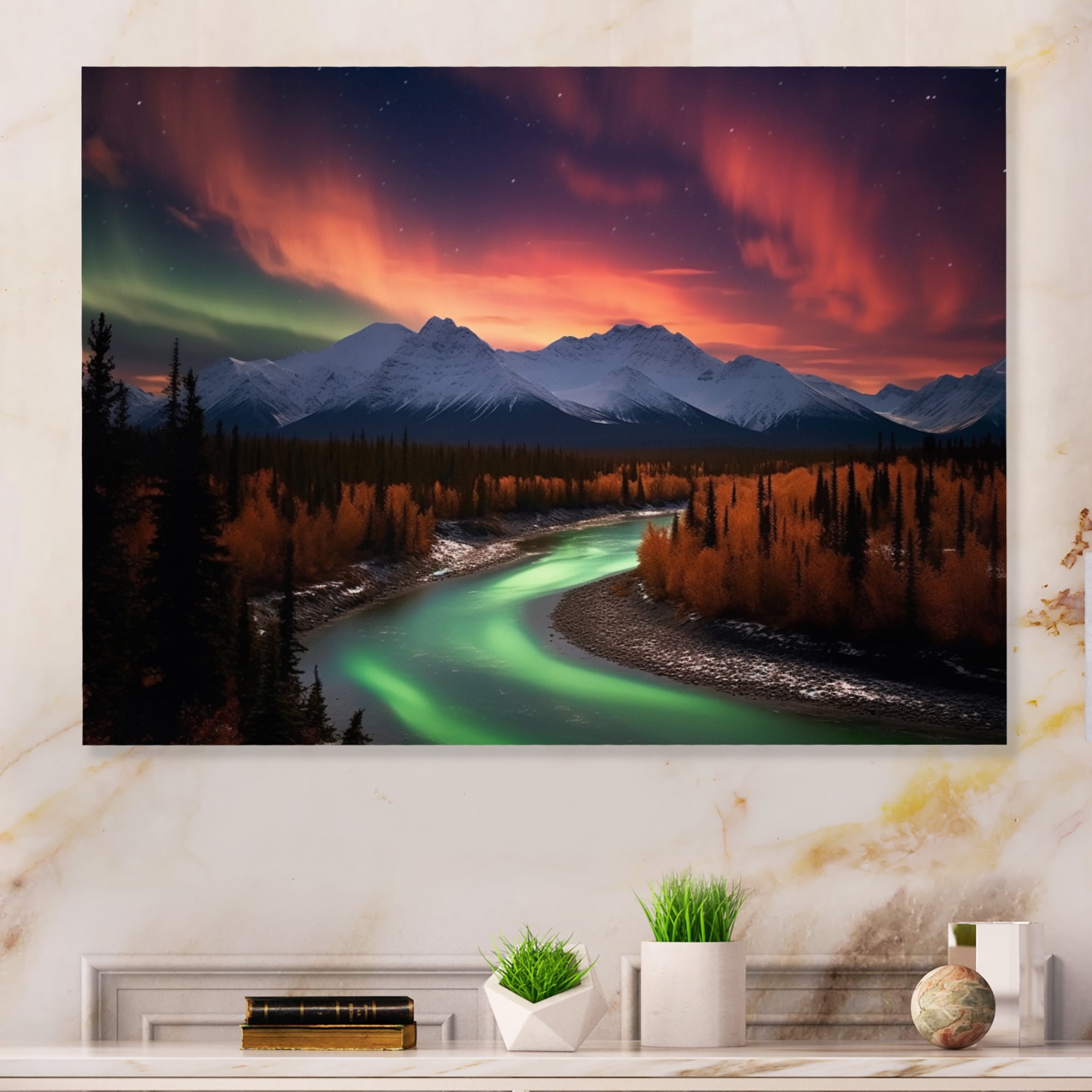Designart "Northern Lights Beauty in Yukon II" Canada Metal Wall Decor
