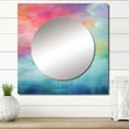 thumbnail image 1 of Designart "Northern Lights in Watercolor III" northern lights Coral Large Square Mirror - Square Bedroom Mirror Printed Wall Decor - Traditional Square Printed Wall Mirror Art, 1 of 5