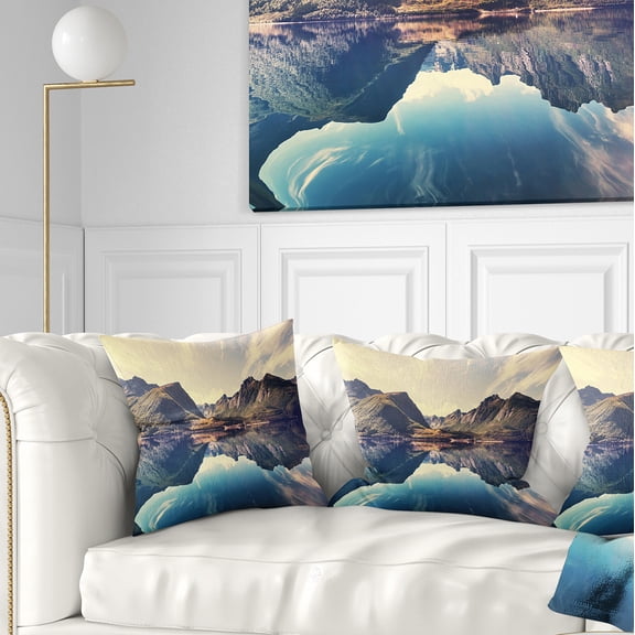 Designart Norway Summer Mountains - Landscape Photography Throw Pillow - 16x16