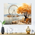 thumbnail image 1 of Designart "Nostalgic Delight Orange Ferris Wheel" Amusement Parks Metal Wall Art, 1 of 5