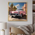thumbnail image 1 of Designart "Nostalgic Pink Automotive Charm" Landscape Retro Floater Framed Wall Decor, 1 of 5