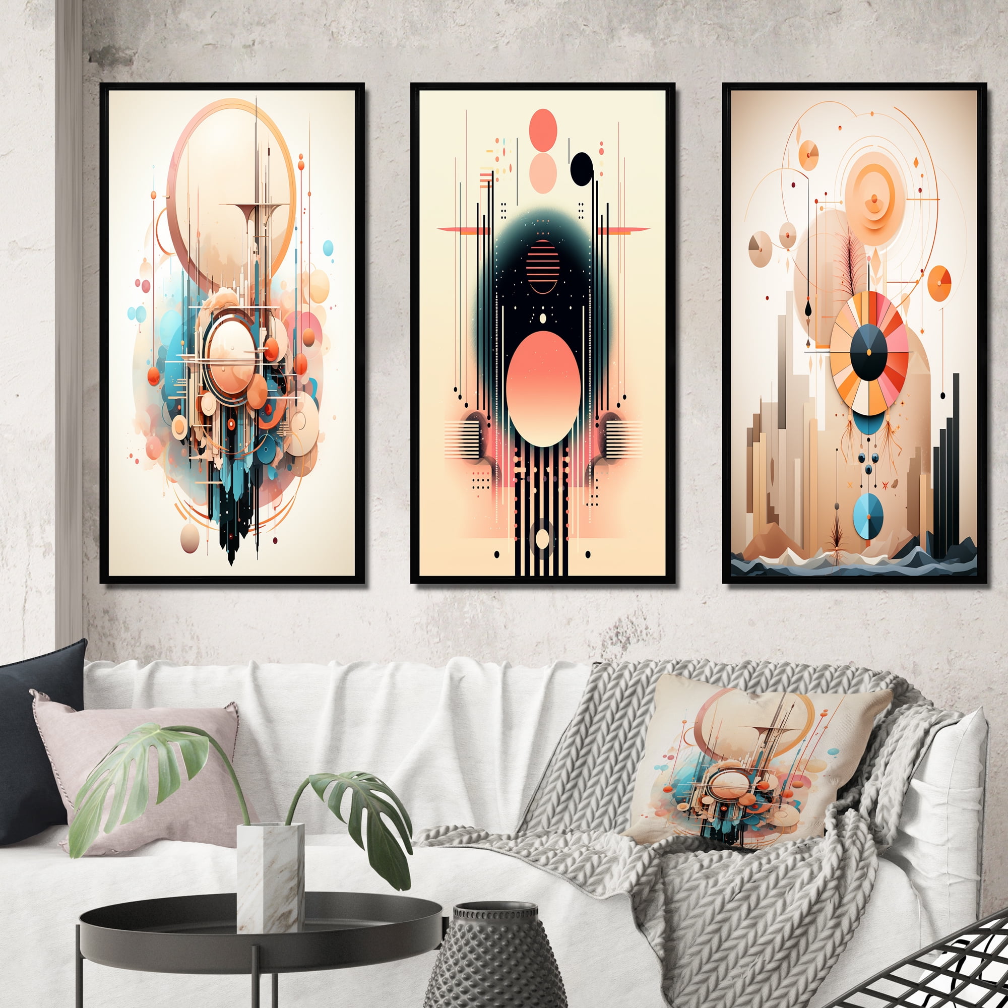 Designart "Nouveau Abstract Geometric Elegance III" Modern Geometric