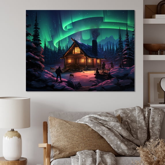 Designart "Nursery Adorned with Colorful Cute Animals II" Landscapes Wall Art - Traditional Green Northern Lights Entryway Wall Art Print