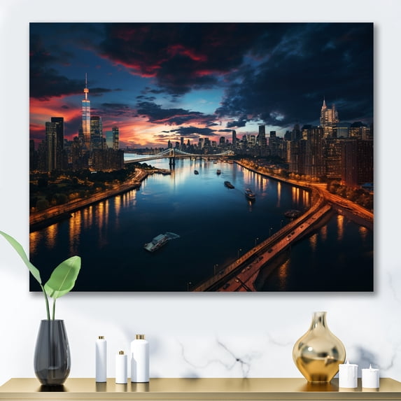 Designart "Nyc Usa Cityscape Of wall decor II" Cityscapes Wall Art Print