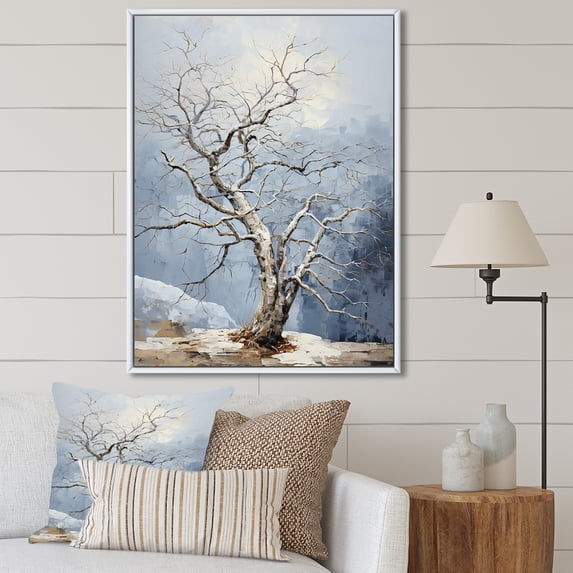 Designart "Oak Tree Mystic Abstraction I" Tree Oak Floater Framed Canvas Prints