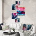 thumbnail image 1 of Designart "Oasis In Blue And Pink II" Abstract Painting Metal Wall Art Set, 1 of 5