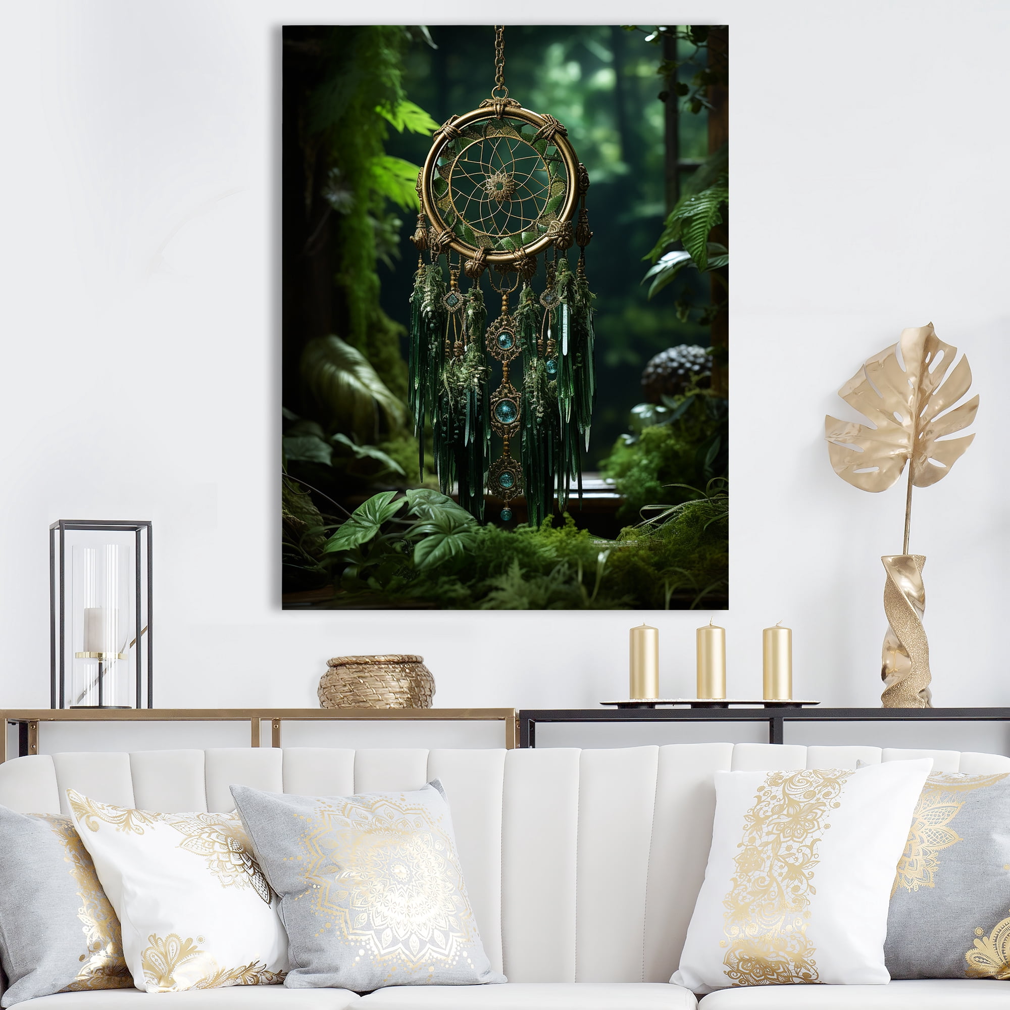 Designart "Oasis Of Black And Green Dreamcatcher" Dream catcher Wall ...