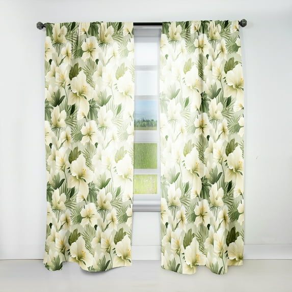 Designart "Oasis Of Tranquility I" Tropical Traditional Room Darkening Curtain, Floral Single Panel