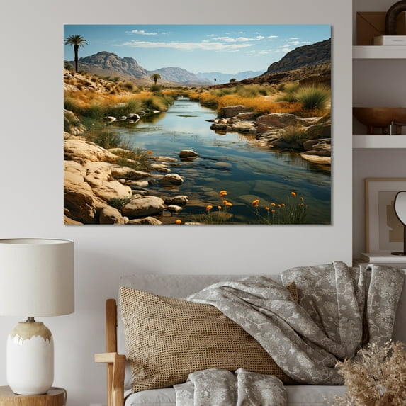 Designart "Oasis in the Desert III" Landscapes Canvas Wall Art