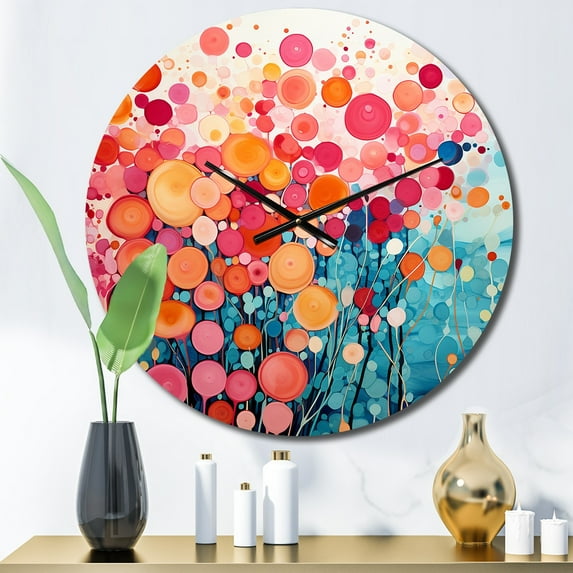 Designart "Oasis of Coral II" Abstract Landscape Oversized Wall Clock